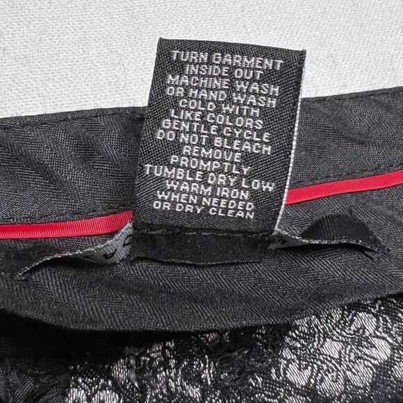 Zac & Rachel Floral Pants Geometric Print Straight Leg Black Silver Women's 6 - Picture 3 of 8